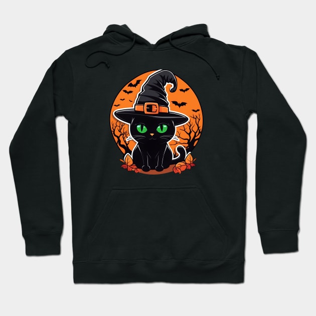 Black cat familiar for halloween Hoodie by JapaneseStreetscape5